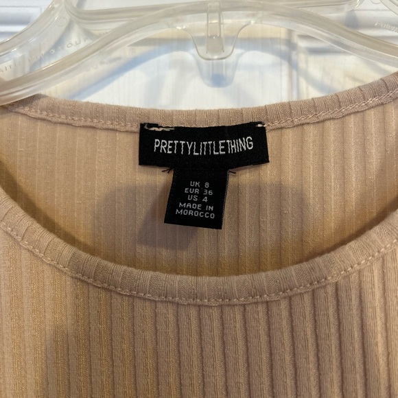 PrettyLittleThing Beige Ribbed Bodysuit - Picture 2 of 4
